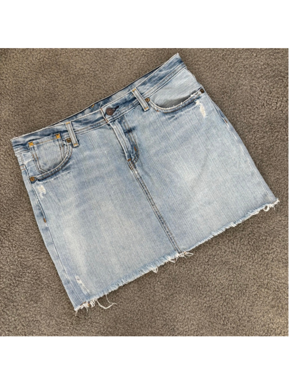 EUC Polo Gigi Jeans Skirt Womens Blue Denim Distressed Raw Hem Y2k | Sz 8